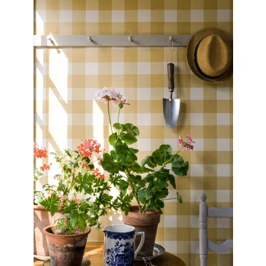 Picnic keltainen ruudullinen tapetti keittioon Langelid von Bromssenilta 20 47 image