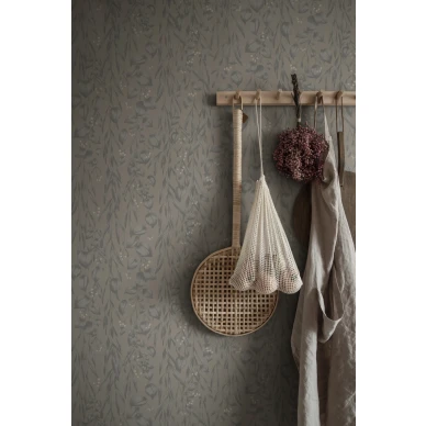 Sara harmaasininen lehtitapetti eteiseen Sandbergilta S10118 image