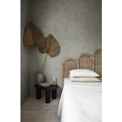 Evelina vihrea lehtitapetti makuuhuoneeseen Sandbergilta S10127 kuva