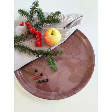 Omenankukka beige keittiopyyhe ja Pohjanmaatarjotin ruosteenvarisena image