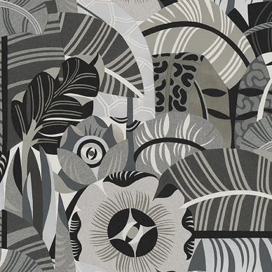 Hypnotic Safari harmaa mustavalkoinen graafinen tapetti Borastapeterilta 2068 image