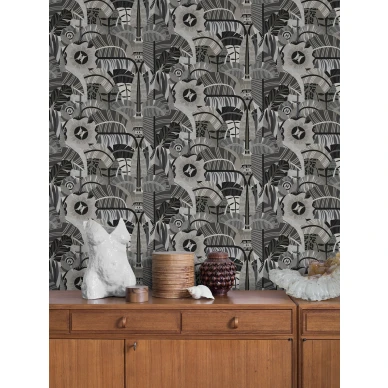 Mustavalkoinen olohuoneen tapetti Hypnotic Safari Borastapeterilta 2068 image