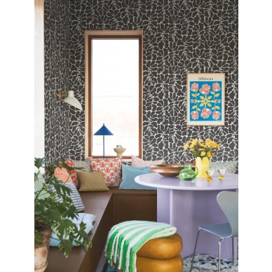 Borastapeter My Secret Garden tapetti olohuoneessa musta valkoinen 4749 image