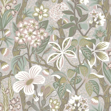 Friviva harmaa kukkatapetti Borastapeterilta 2080 image