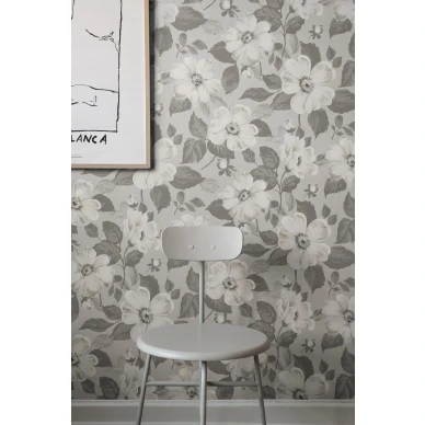 Harmaa kukkatapetti Alfred Borastapeterilta 7410 image