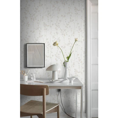 Valkoinen tapetti Disa beige oksakuvio Borastapeterilta 7426 image