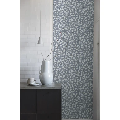 Liv sininen kodikas lehtitapetti Borastapeterilta 7428 image