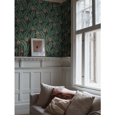 Hidden Ivy vihrea tiheakuvioinen lehtitapetti Borastapeterilta 2250 kuva