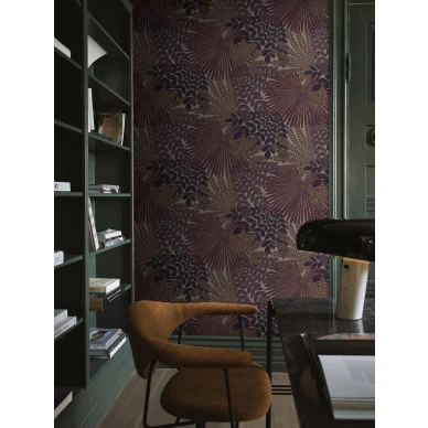 Borastapeterin liila tapetti Velvet Leaves lehtikuviolla 2260 image