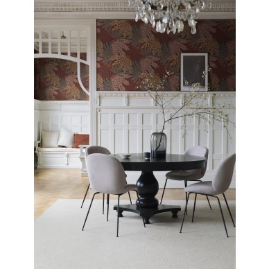 Ruokailuhuoneen tapetti Velvet Leaves ruskea punainen lehtikuvio Borastapeterilta 2259 image