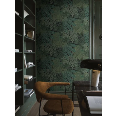Tyohuoneen tapetti Velvet Leaves vihrea suuri lehtikuvio Borastapeterilta 2263 image