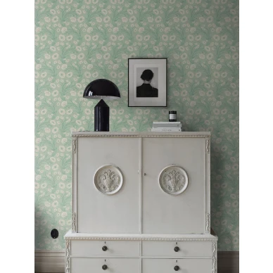 Vihrea kukkatapetti Poppy Flow Borastapeterilta 2271 kuva