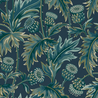 Treasured Thistle sininen lehtitapetti Borastapeterilta 2273 image