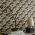 Beige ruskea geometrinen tapetti Boxes Borastapeterilta 2280