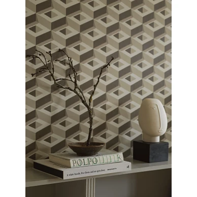 Beige ruskea geometrinen tapetti Boxes Borastapeterilta 2280 image