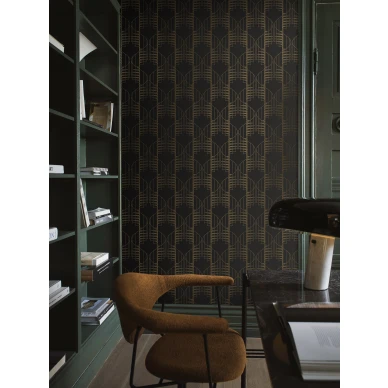 Ruskea tapetti Staircase geometrinen kuvio kulta metallic yksityiskohtia Borastapeterilta 2284 kuva