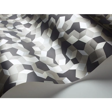 Cole et Sonin tummanharmaa hopeanvarinen geometrinen tapetti Ingot 107 5026 kuva