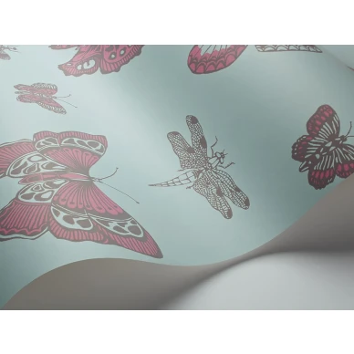 Cole et Sonin sininen roosa perhostapetti Butterflies Dragonflies 103 15062 kuva