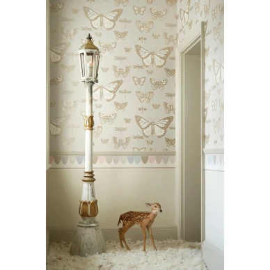 Lastenhuoneen perhostapetti Cole et Sonilta harmaa kullanvarinen Butterflies Dragonflies 103 15064 kuva