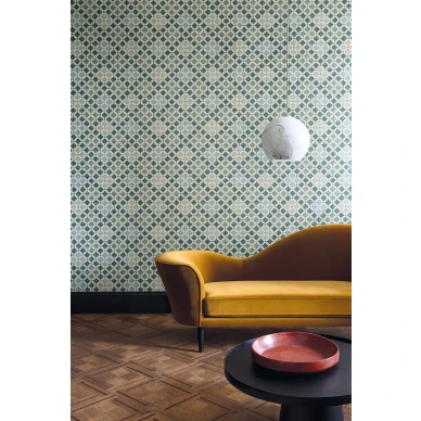 Olohuoneen ruudullinen tapetti Zellige vihreana Cole et Sonilta 113 11033 image