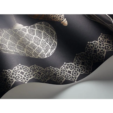 Fez tumma ylellinen tapettiboordi ruukkukuviolla Cole et Sonilta 113 6015 kuva