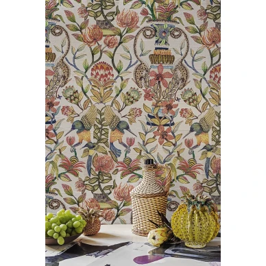 Ruokailuhuoneen arvokas kukkatapetti Protea Garden Silk Cole et Sonilta 119 10045 kuva