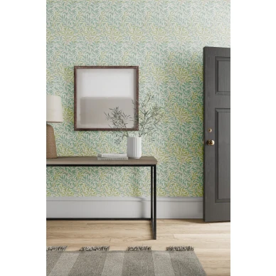 William Morris tapetti Willow Boughs sinivihrealla lehtikuviolla 217083 image