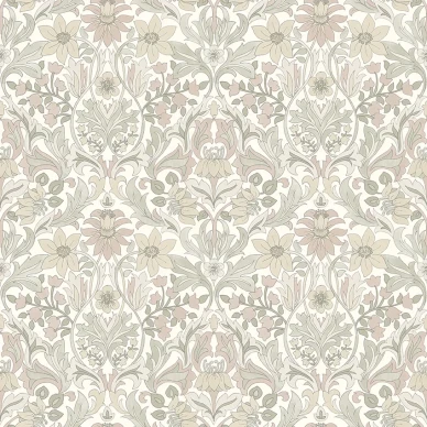 Blomsterfrojd beige kukkatapetti Borastapeterilta 3295 kuva