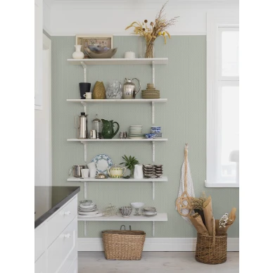 Keittion tapetti Borastapeterilta vihrealla pieniruutukuviolla Fredrika 3288 kuva