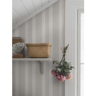 Raidallinen tapetti Borastapeterilta harmaa valkoinen Gustaf 3277 image