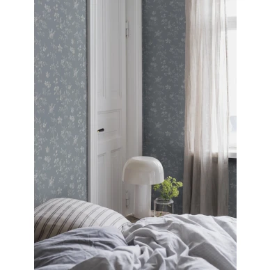 Makuuhuoneen sininen tapetti Angsblomma Borasilta 3272 image