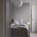 Makuuhuoneen tapetti Borastapeterilta harmaa Angsblomma 3274