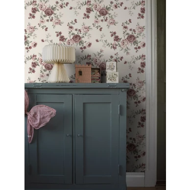 Valkoinen roosa kukkatapetti Nomi Borasilta 7485 image