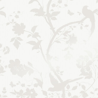 Oriental Garden Pearlescent valkoinen lintutapetti Laura Ashleylta 113391 kuva