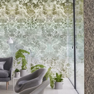 Vihrea kukkatapetti Designers Guildilta Tarbana Damask kuva