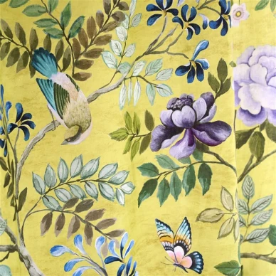 Designers Guildin keltainen kukkatapetti Porcelaine de Chine image