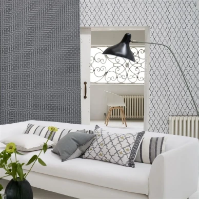 Graafinen harmaa ruututapetti Designers Guildilta Pergola Trellis image