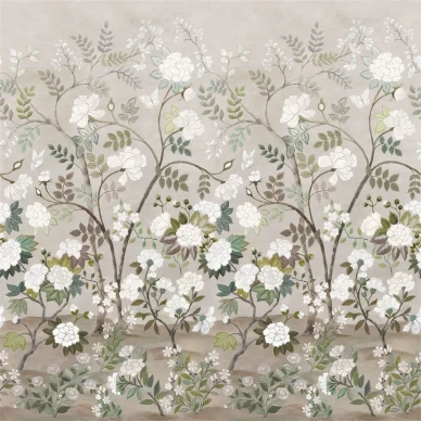 Fleur Orientale ruskea kukkatapetti Designers Guildilta kuva
