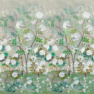 Fleur Orientale vihrea kukkatapetti Designers Guildilta image
