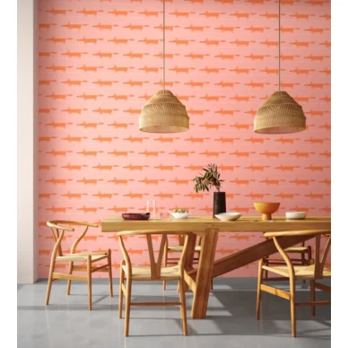 Midi Fox roosa oranssi kettutapetti Scionilta image