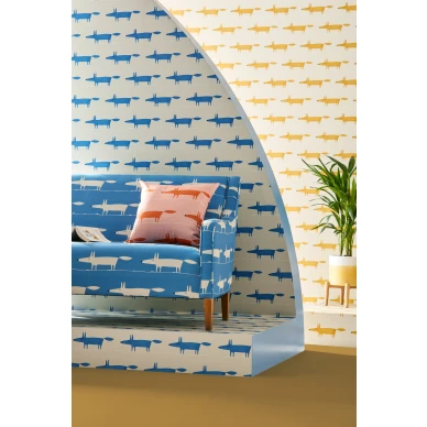 Sininen kettutapetti keskikokoinen kuvio Midi Fox Scionilta image