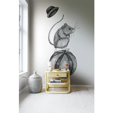 Leikkimielinen tapetti Circus Animal Maximus mustavalkoisella elainkuviolla Rebel Wallsilta R18201 kuva
