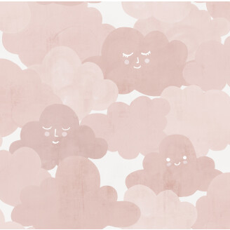 Happy Clouds roosa pilvitapetti Rebel Wallsilta R18141 kuva