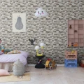 Lastenhuoneen beige talotapetti Dream Town Rebel Wallsilta R18093