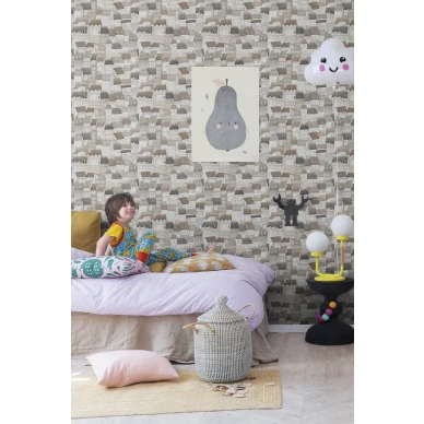 Lastentapetti Dream Town taloilla Rebel Wallsilta R18093 image