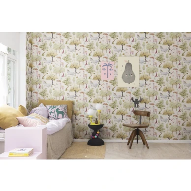 Makuuhuoneen vaalea elaintapetti Dreamland Rebel Wallsilta R18051 image