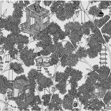 Treehouse mustavalkoinen puutapetti Rebel Wallsilta R18011 image
