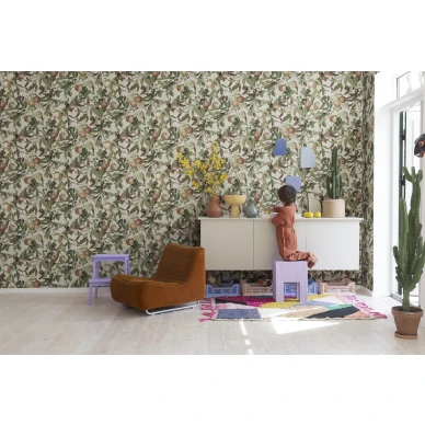 Lastenhuoneen beige puutapetti Peach Valley Rebel Wallsilta R17992 kuva