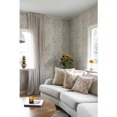 Vaaleanpunainen kukkatapetti olohuoneeseen Sandbergilta Karins Bukett S10164 kuva