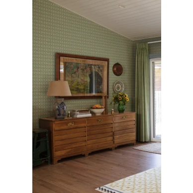 Vanhanaikainen vihrea ruututapetti Sandbergilta Lyckan S10153 kuva